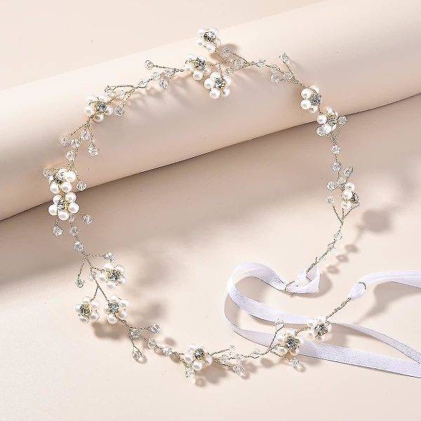 Hårtillbehör Bröllopspärlhårband Brudhårsgirlang Blomma Hårband Blomma Girlang För Kvinnor Flickor