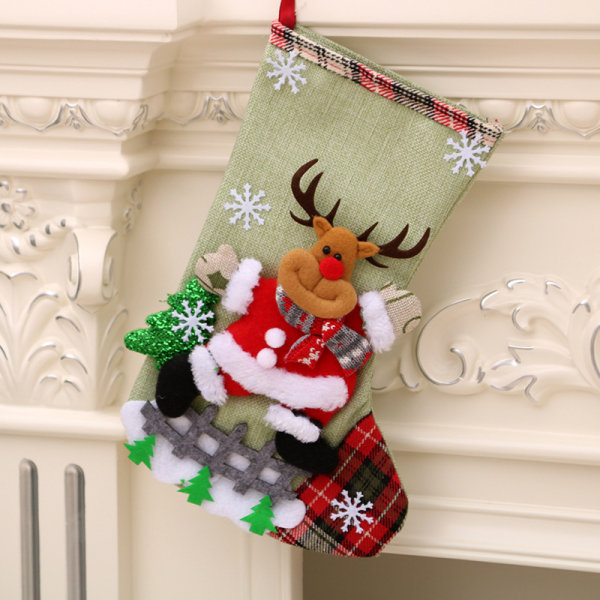 4-pack - Julstrumpa - 19*15*31cm - Dekoration, Linne stora strumpor, Julstrumpa Presentpåse