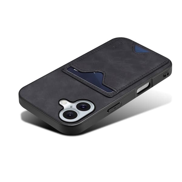 SKALO iPhone 17 Premium PU-nahkakotelo korttipidikkeellä - Musta