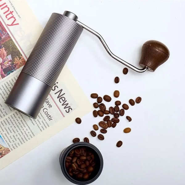 CNC 420 Rustfritt Stål Konisk Burr Manuell Kaffe Kvern Dobbel Lagring Posisjonering