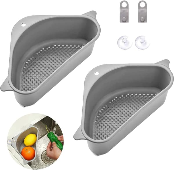 Sink Organizer 2 Pieces Triangular Sink Strainer Basket C