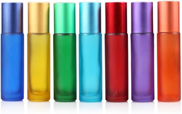 Set med sju 10 ml glasflaskor med roll-on för parfym och eterisk olja