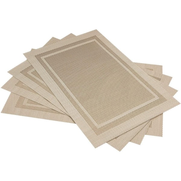 Bordstabletter Set med 4,tvättbara vävda vinylmattor för köksbord Halkfria bordstabletter Bordstabletter för matbord (beige)