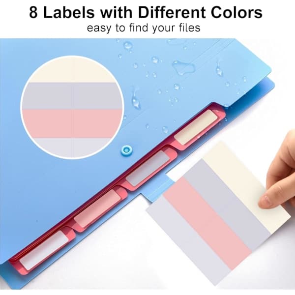 Expanding Folder, A4 Paper Pockets Accordion Document Bag Organizer Wallets Files Folders with Buckle for School Office, 5 Pockets Blue Blue