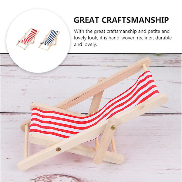 2 stk. Børnehavemøbler Miniature Havebænk Børne Mini Legetøj Mini Recliner Rekvisitter Børne Strandstol Red 11X4.8CM