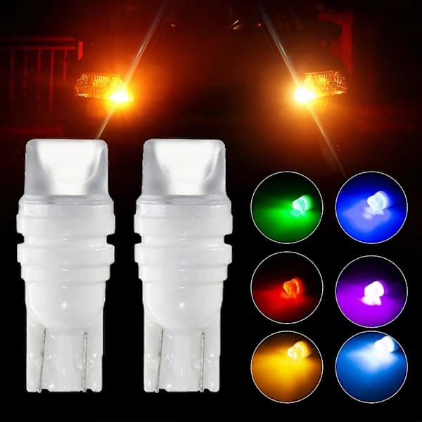 2pcs T10 License Plate Light Multifunctional High Brightness LED 12V 0.6W Car Ceramic Width Reading Lamp L White