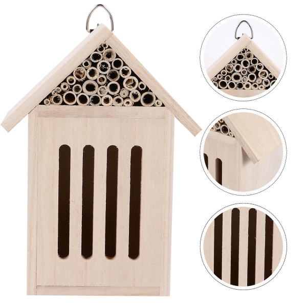 Trähus för insekter, bihus, träbuggrum, biskydd, bon, låda, trädgårdsdekoration B22X11cm B 22X11cm