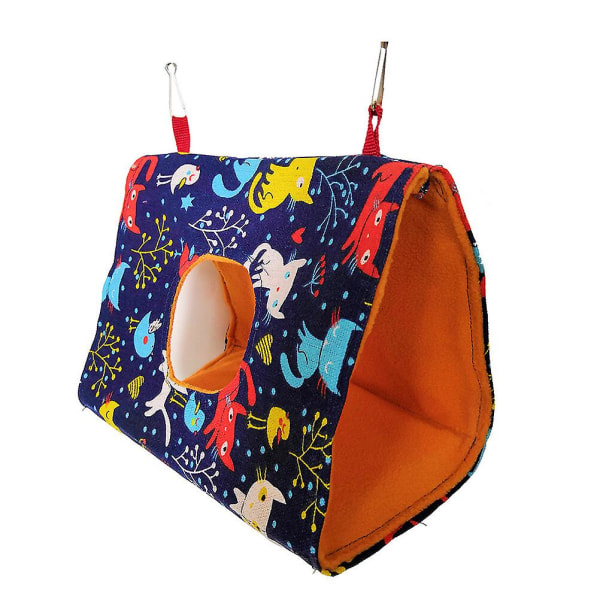 Triangelformad Papegojhängmatta Vila Bo Näst Canvas Fågelnäst Hängande Sovplats Fågeltillbehör (katt, Orange I Blue 24x15cm