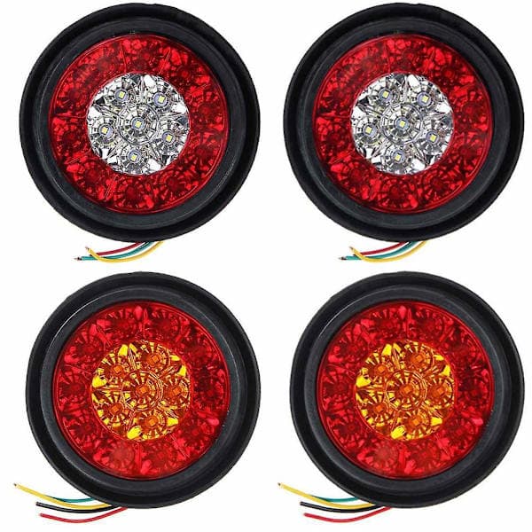 2 stk. 16 LED tofargede baklys runde baklykter for lastebiler bremsestopp