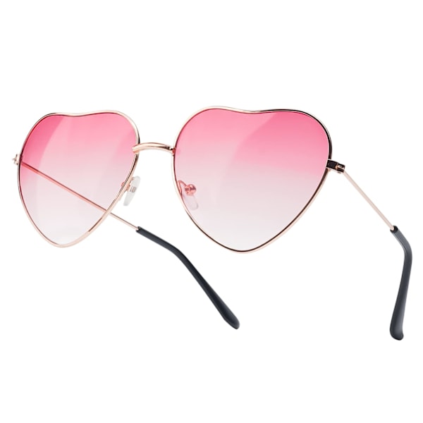 Hjerte Solbriller Tynn Metallramme Hippie Nydelig Aviator Stil Briller Chezi Metall Fargerike Tonede Linser Hjerte Solbriller