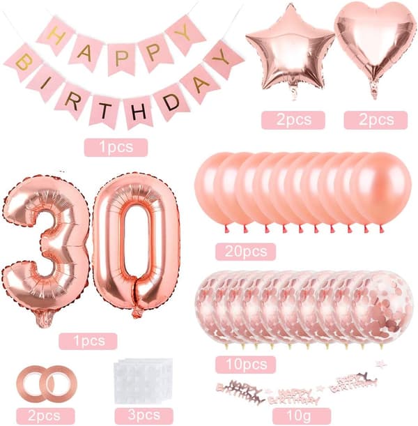 30-årsdag, 30-årsdekorasjon, 30 ballongdekorasjon,