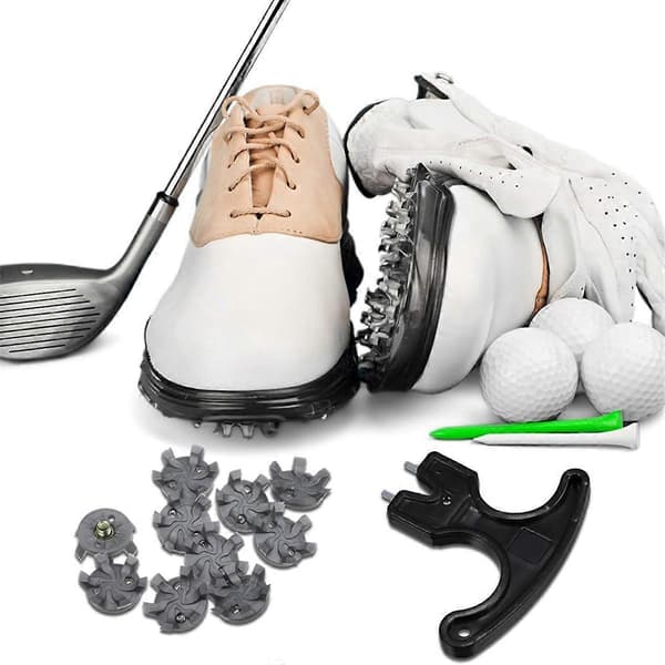Golfpiggsett med 30 golfpigger, erstatningspigger, nøkkel, metallgjenge, skrue, 6 mm diameter golfpigger