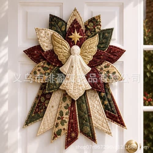 Large Patchwork Bow Wreath DIY Kit, Creative Fabric Craft Set, Handmade Wreath Materials for Christmas, Home Decor, and Crafters Sacred sacred