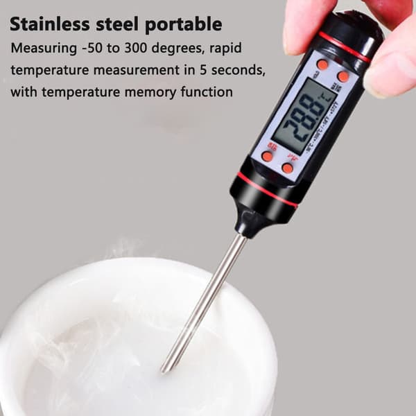 Køkkentermometer grill bagetemperatur måling elektronisk madnål termometer display BBQ termometer, sort