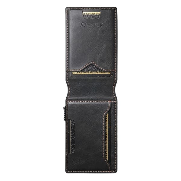 SUTENI Card Holder Automatic Pop-Up Metal Embossed Waxed Texture Black