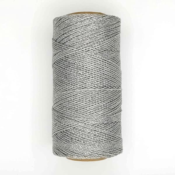 Linhasita vokset tråd, 100 g/170 m, 1,5 mm tyk, polyester, makramé, 30 farver, sølvfarvet