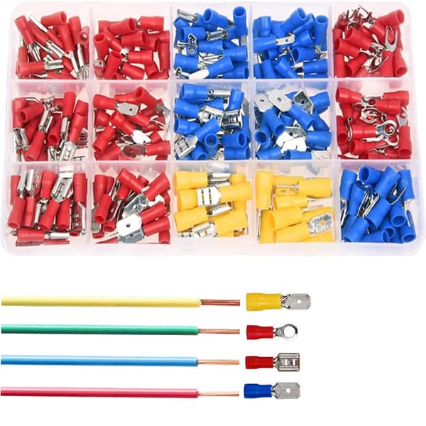 Electrical Crimp Terminals, 280 Pcs Insulated Electrical Terminals, Electrical Crimp Connectors, Flat/Female/Fork Terminals