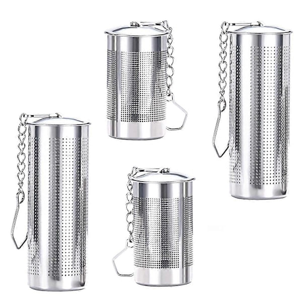 st Teﬁlter til løs te, tefilter med låg, tefilter i rustfrit stål med kædekrog, T