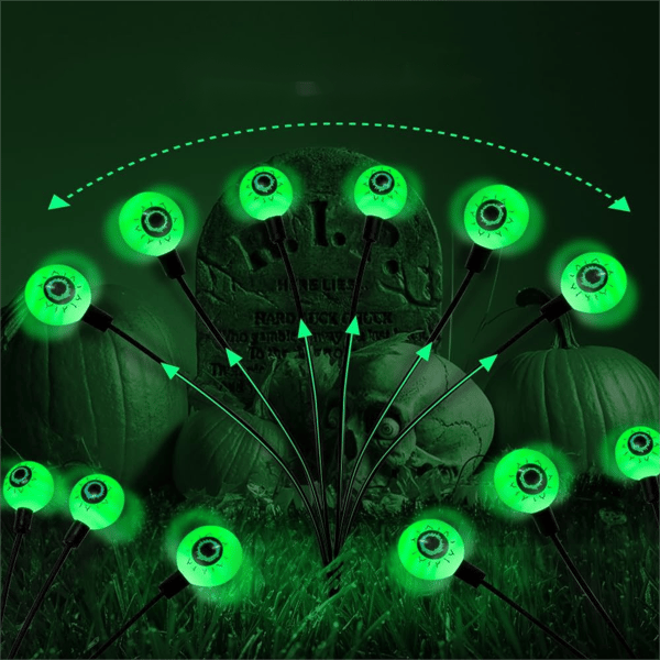 Solar String Eye Lamp Halloween Ghost Eye Plug-in Lampe Utendørs Hage Feriefest Dekorasjon Julelys (1 stk)
