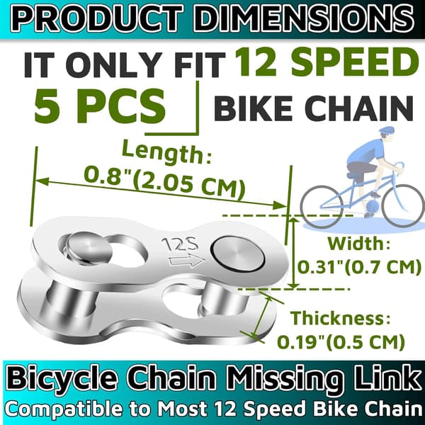 Missing Link 5 par til 12-gears kæde Masterlink til cykelkæde Cykelkædeled 12-gears cykelkæde Masterlink Quick Release Cykeldele Cykel
