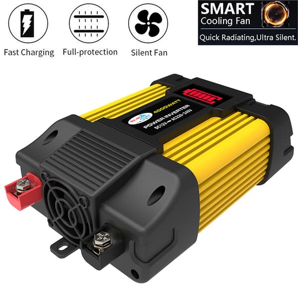 4000W Bil Strømretter DC12V til AC220V 2 USB-porter LED-skjerm Lav støy Lader