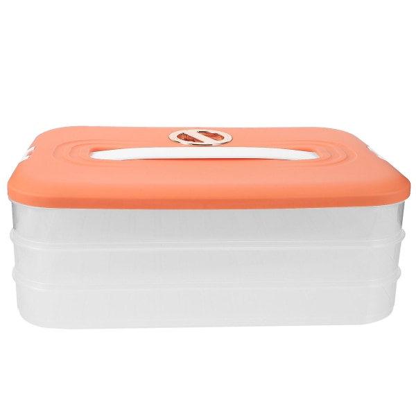 Køleskab Dumpling Wonton Fryser Box Køle Dumpling Organizer Box til hjemmet (3-lags)Orange31X23X11.5CM Orange 31X23X11.5CM