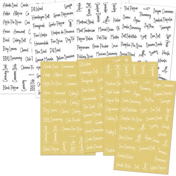 Spice Jar Labels, Clear Waterproof