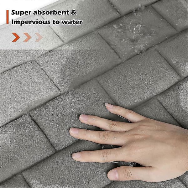 Bathroom Mat Super Absorbent Water Non-Slip Memory Foam Bath Mats For Bathroom Machine Washable Quick Dry 40 X 60 Cm Light Grey