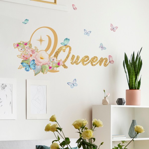 1 STK Personlige veggklistremerker med navn - Dekorative sommerfugler og blomster til barnerommet - Barneklistremerker - Selvklebende