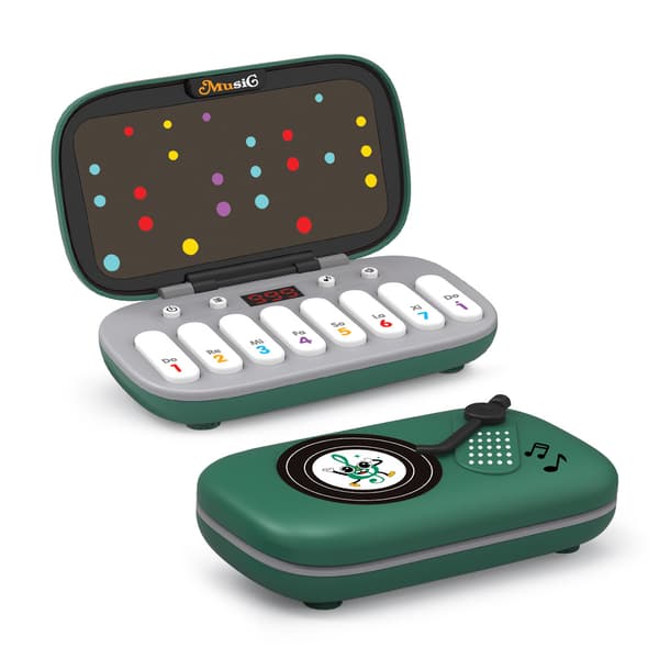 Spillkonsoll - Multifunksjonelt lommepiano med 7 fargerike knapper, 4 moduser & 2 lyder (Batteri ikke inkludert) grønn