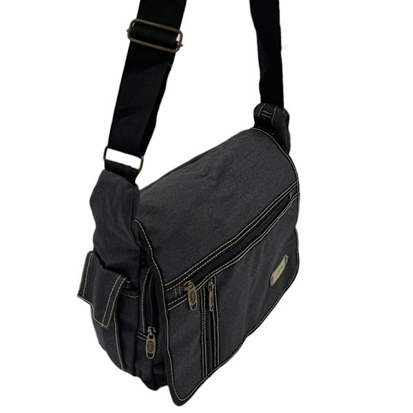 Medium canvas shoulder bag Black[TB] Black one size one size Svart