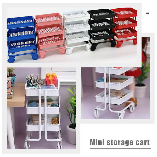 Simulert Mini Handlevogn Oppbevaringsvogn Pynt For Minihus Bevegelig Vogn Oppbevaringsstativ Modell Hvit 7.5 White 7.5X5.2X4CM