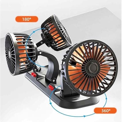 Automatisk køleventilator - Ventilator med tre hoveder til køretøjer - 24V bilventilator, 2 hastigheder, lydløs ventilator, køleventilator