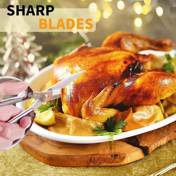 Newness Kitchen Shears, Heavy Duty Stainless Steel Kitchen Scissors for Chicken, Beef, Poultry, Fish, Meat, Vegetables, Stainless