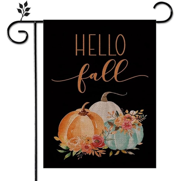 12×18 tommer Efterårs Velkommen Haveflag Blomster Thanksgiving Dobbeltsidet Vertikal Rustik Landhusgård Sæsonmæssig Ferie Ude