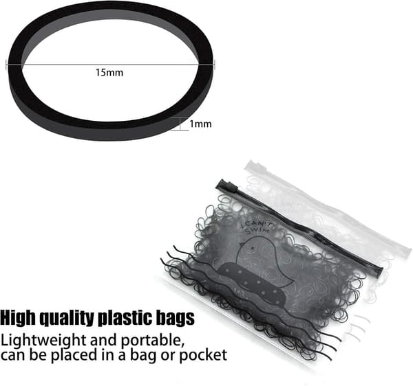 Pakke med 1000 mini hårelastikker elastiske bløde bånd til børn, fletninger, bryllupsfrisure og mere (sort)