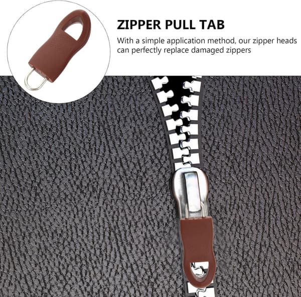 Removable Zipper Pulls Repair Handle 10 Pcs Brown DIY Bag Accessories