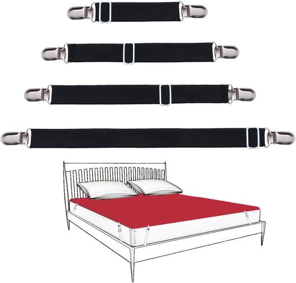 8-pack Bed Sheet Straps, Adjustable Fasteners for Fitted Sheets, H