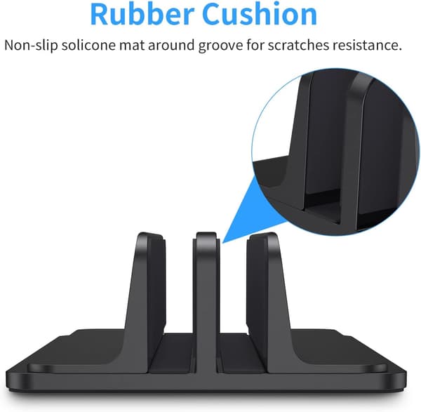 Lodret Laptopstativ Dobbelt Laptopholder med 2 Rum til Computer, Tablet, Stationær Laptopstativ Holder Justerbar Dock til