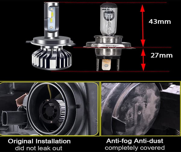Kompatibel bil 2 stk 8000K Mini H7 LED-pærer frontlyspærer