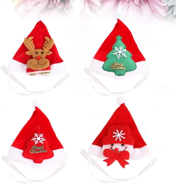 4 stk kjæledyrhodeplagg juletema kattehodeplagg dekorasjon kjæledyrhodeplagg snømann