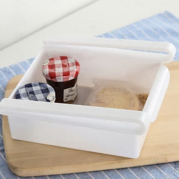 Sliding Freezer Refrigerator Space-Saving Storage Box Organizer Holder Shelf New.white