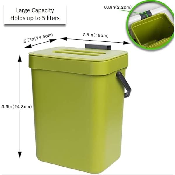 Small Compost Bin for Kitchen - 3.5 Liter/5 Liter Kitchen Waste Bin, Countertop Bin with Lid for Kitchen Compost - Indoor Kitchen Waste Bin