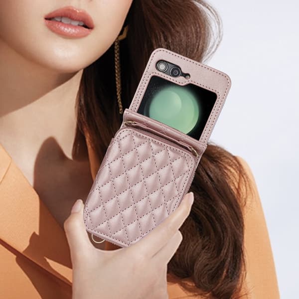 Smart Kortlomme Foldbart Etui til Moto Razr 40 - Rosaguld