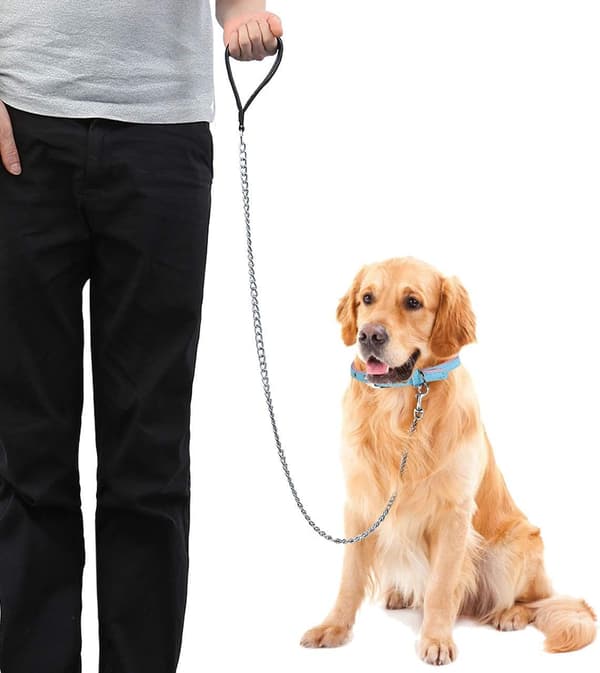 Metal Dog Leash with Padded Handle, Heavy Duty, Chew Proof (DB)