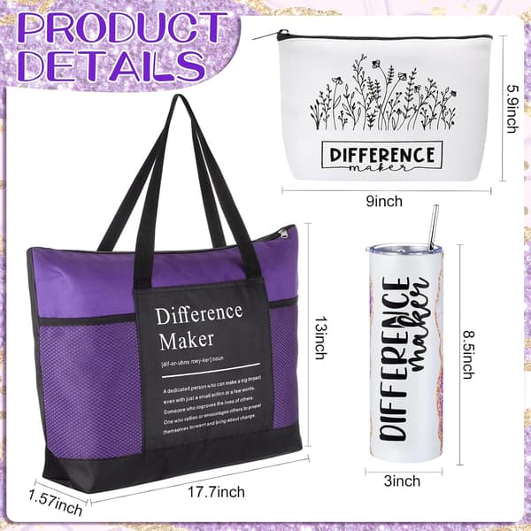 3 stk. \"Difference Maker\" medarbejdergave til kvinder Purple