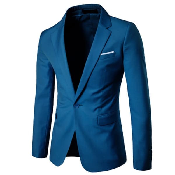 Men's Lightweight One Button Slim Fit Blazer Dark Blue L dark blue L