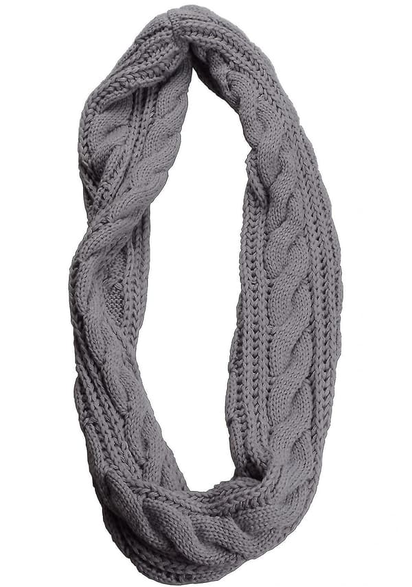 Damstickad Infinity Scarf Cirkel Loop Varm Mode Tjock Ribbad Halsduk Grå-yux