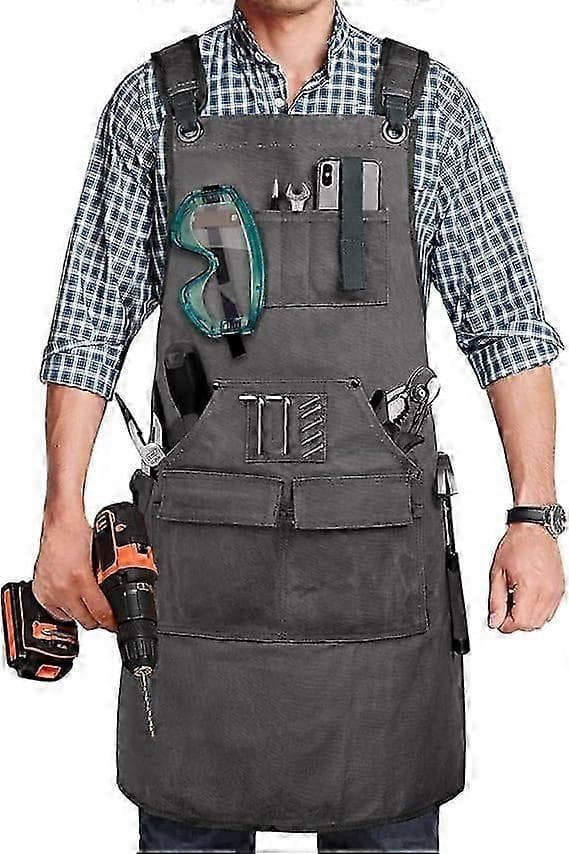 Carpenter Apron for Men 20 oz Work Apron for Men with 9 Tool Pockets, Heavy Duty Waxed Canvas Apron