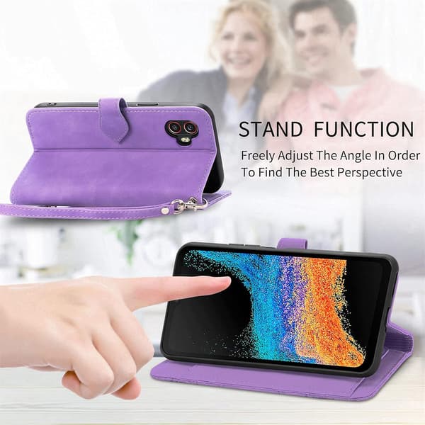 Suitable for Samsung A34 mobile wallet protective case, with shoulder strap, 7 card slots, leather, flip case all-inclusive protective case red red